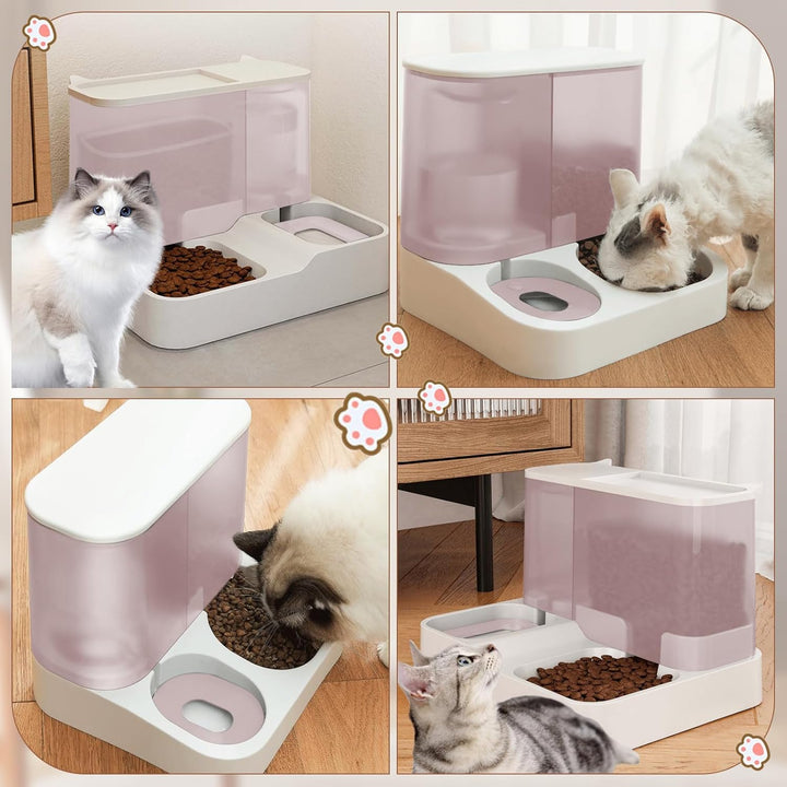 Futterautomat Katze Set, 3.8L 2-in-1 Automatischer Gravity Katzen Hund futterautomaten Wasserspender
