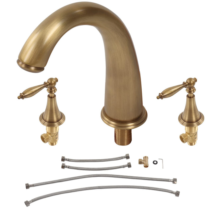 3 Loch Waschtisch Armatur, Antiker Wasserhahn Drei Loch Montage, Armaturen Waschbecken Gold, für Hei