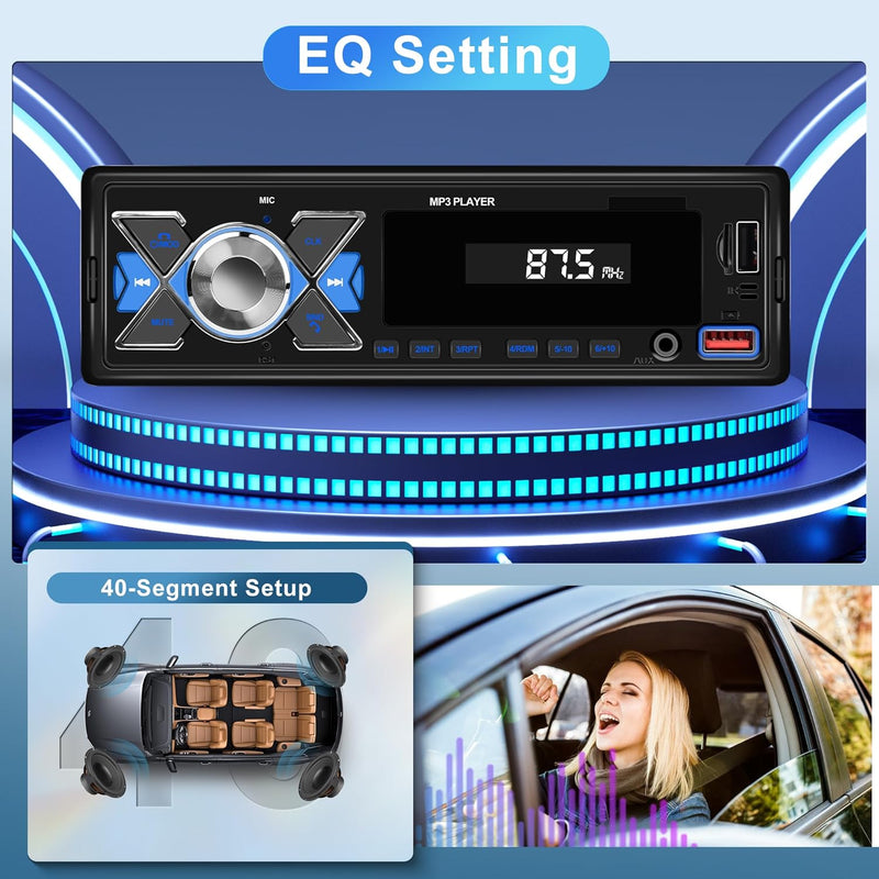 Autoradio 1 Din Bluetooth Autoradio mit Bluetooth Freisprecheinrichtung FM Radio/USB/TF/Aux in/RCA/4