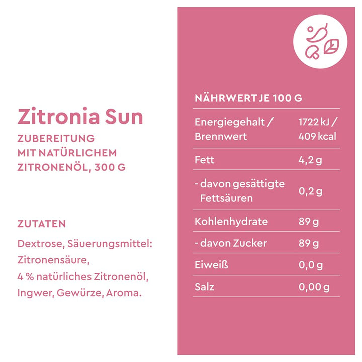 WIBERG Zitronia Sun – Zubereitung mit natürlichem Zitronenöl – Intensiver Geschmack von Zitronen für