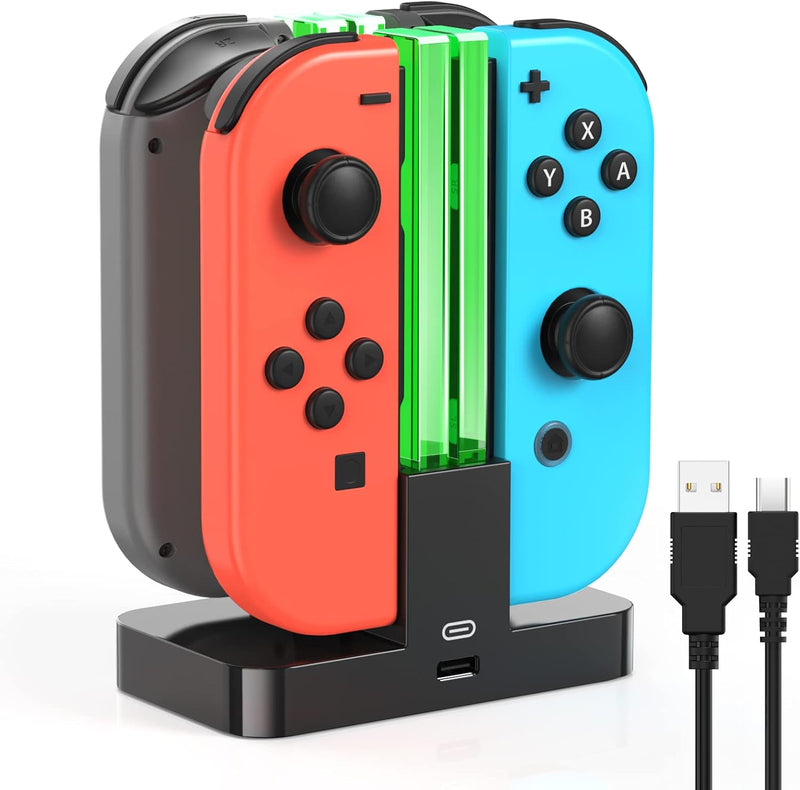 FYOUNG Switch Controller Ladestation Kompatibel mit Nintendo Switch/Switch OLED Modell Joy Con, Quad