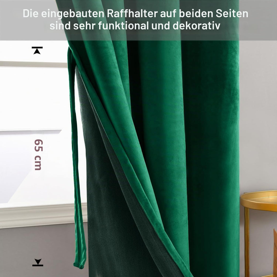 JIUZHEN Verdunklungsvorhang aus Samt,2er Set weiche blickdichte Gardinen mit Ösen für Schlafzimmer,1