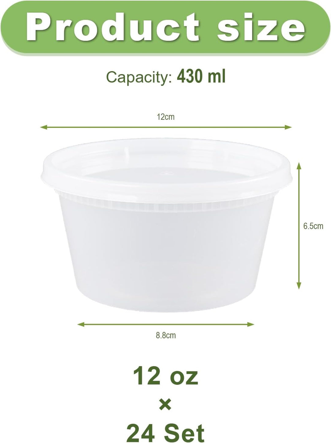 24 Sets Deli Container, 12oz&24oz, Kunststoffbehälter mit Deckel, Deli Cups & Food Container - BPA-f