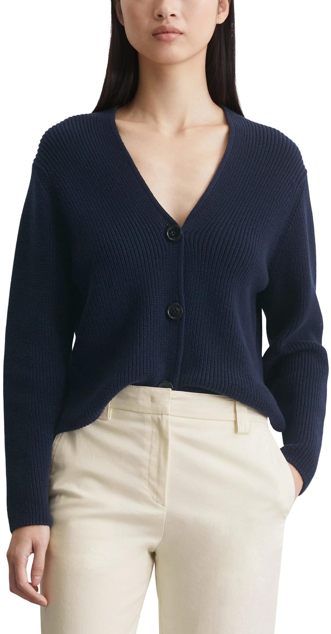 Marc O'Polo Damen Long Sleeve Cardigan Sweater XXL Blau, XXL Blau