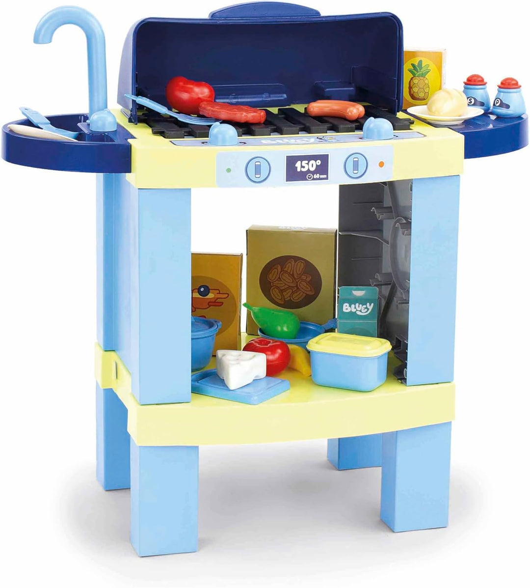Chicos - Bluey Spielküche 2 in 1 & Kindergrill | Grosse Kinderküche mit 32 Zubehörteilen | Rollenspi