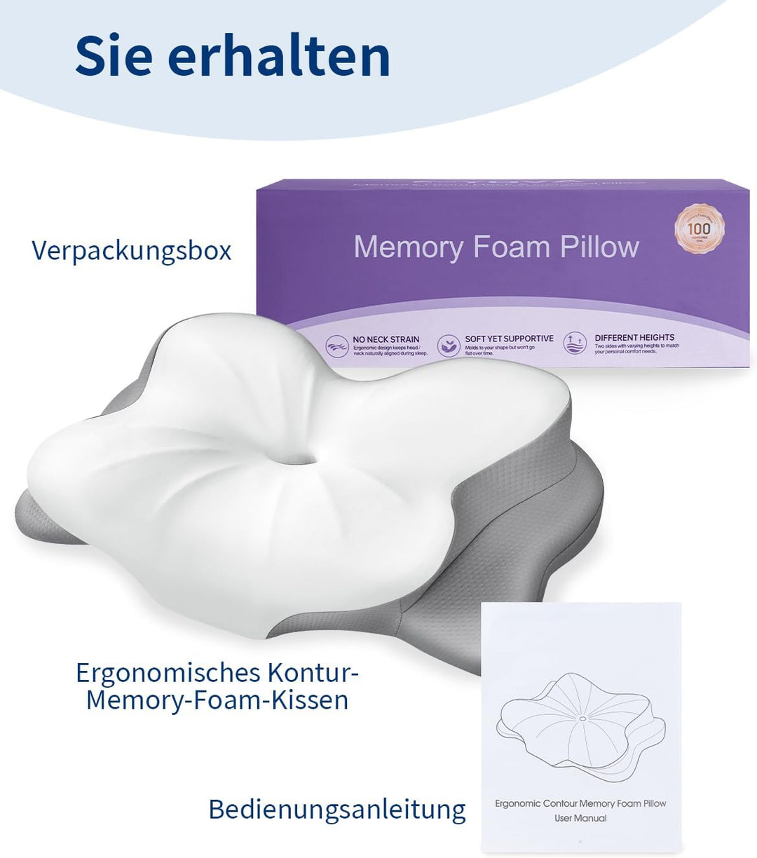 Nackenkissen, ergonomische Memory-Schaum-Kissen zur Linderung von Nackenschmerzen mit atmungsaktivem