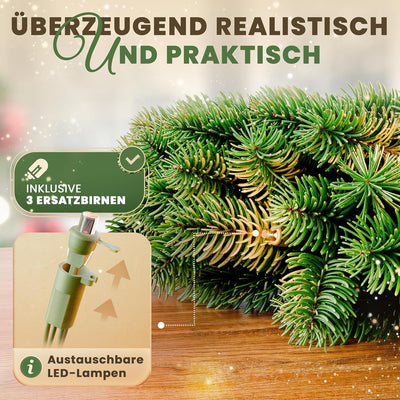 ArtiTree - Beleuchteter Weihnachtskranz für Tür - Adventskranz mit LED, Weihnachtsdeko für Aussen un