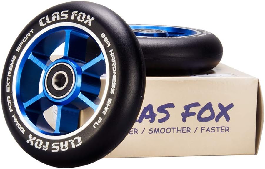 CLAS FOX Pro Stunt Scooter Rollen Roller Räder Wheels 100mm EIN Paar mit ABEC-9 Kugellager CNC Metal