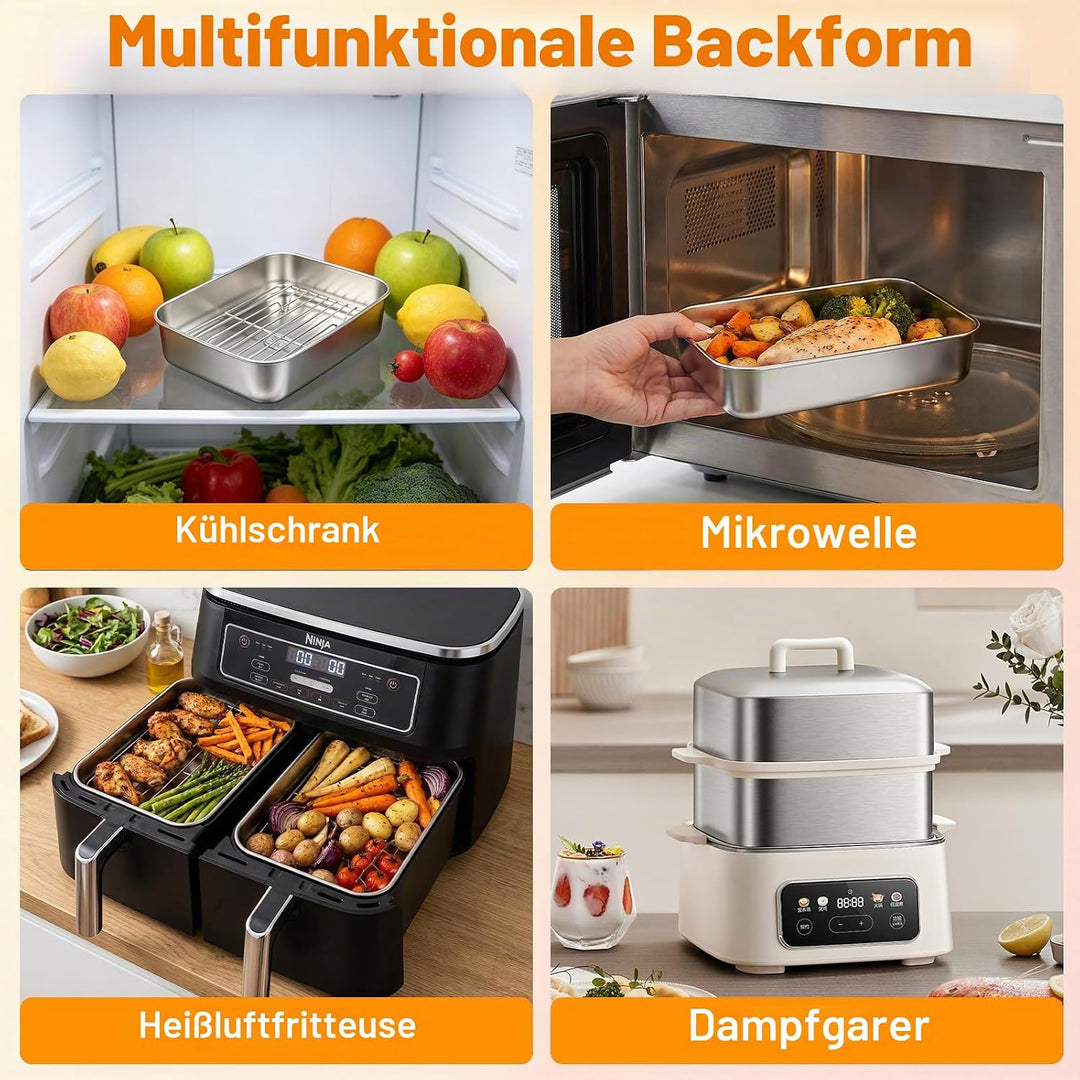Airfryer Zubehör Set für Ninja Dual Zone &amp; FlexDrawer – 8-tlg. Heissluftfritteuse Zubehör für AF500E