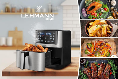 Lehmann LHODF-1880 Heissluftfritteuse 8L XXL, Friteuse Heissluft 1800 W mit 10 Programmen, Fritteuse