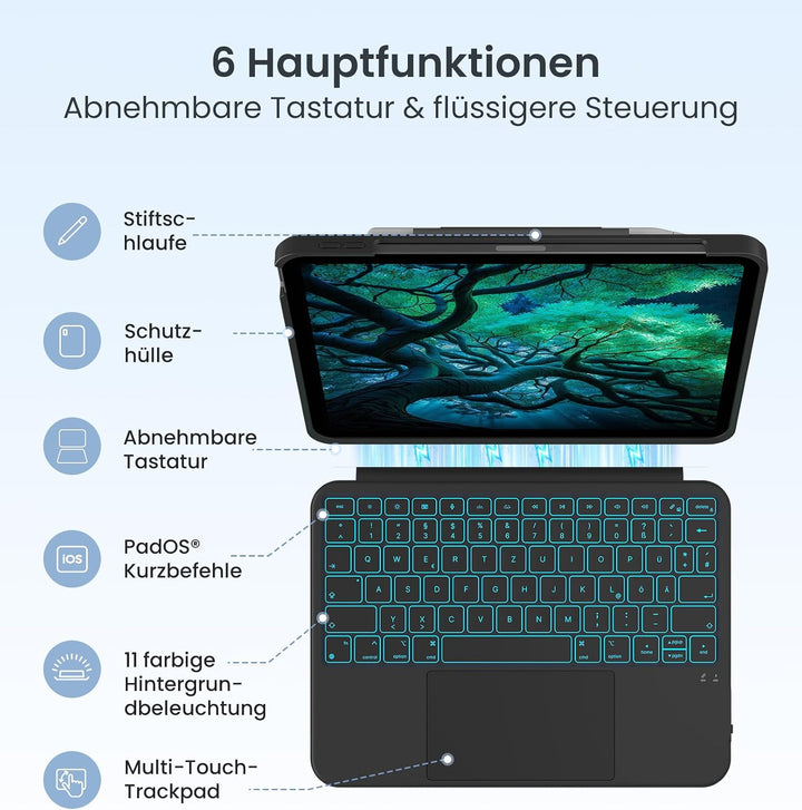 typecase Hülle mit Tastatur für iPad A16 11 2025/10 Generation & iPad Air 11" M4/M3/M2 & iPad Pro 11