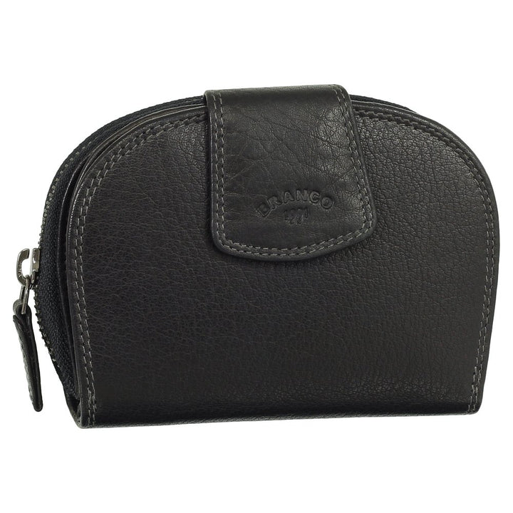 Luxus Leder Damen Geldbörse Portemonnaie Geldbeutel mit Reissverschluss 13,5 cm 70538 Farbe schwarz,