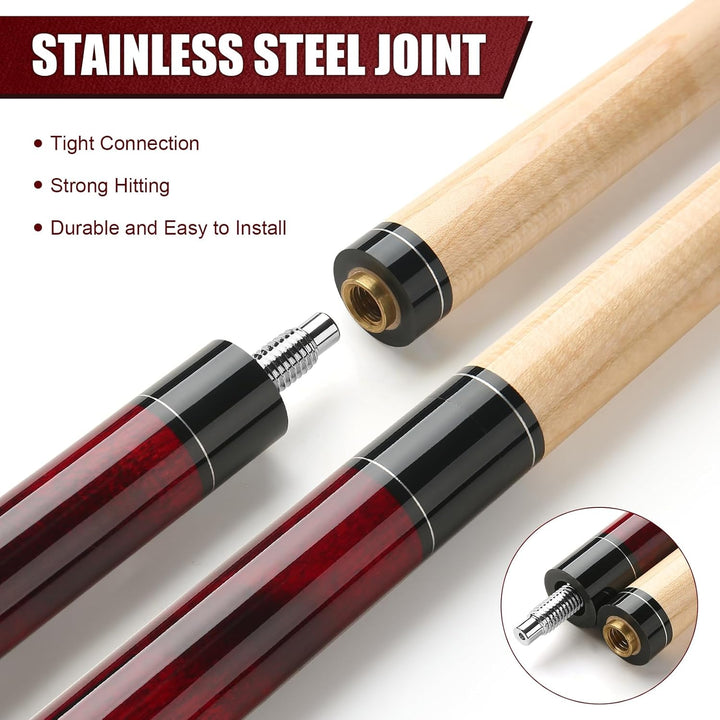 Pool Queue, 58 Zoll Billard Queue Kanadischer Ahornholz Pool Cue 13mm Spitzen für Professionelle Bil