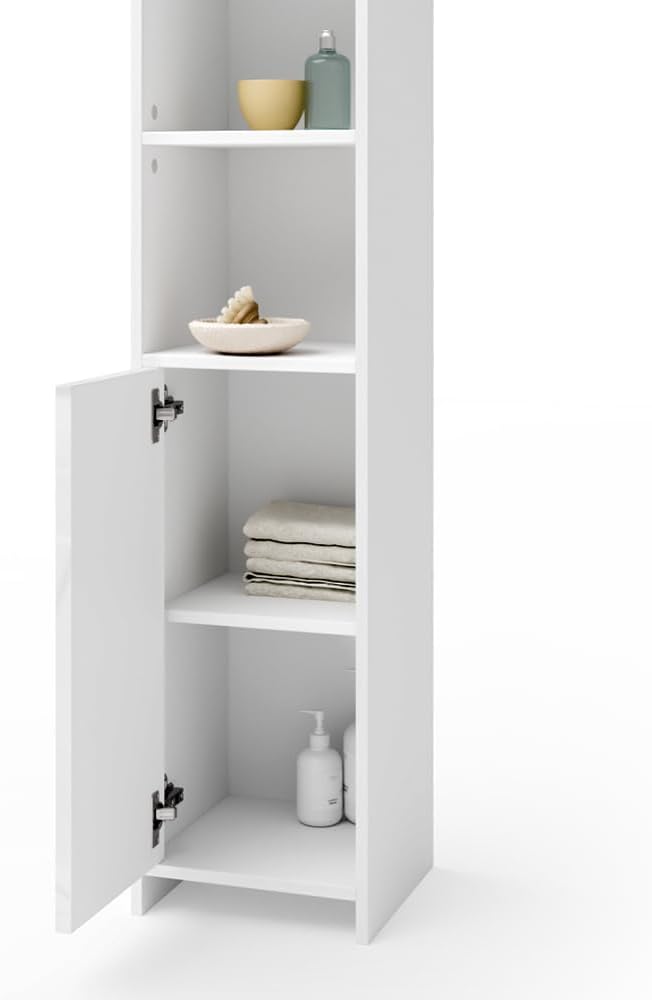 Vicco Badschrank Kiko, Weiss, 30 x 190 cm Weiss 30 cm x 190 cm x 30 cm, Weiss 30 cm x 190 cm x 30 cm