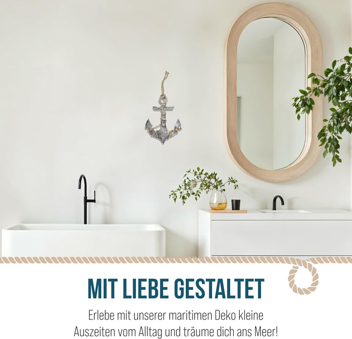 Logbuch-Verlag Grosser Deko Anker Metall 29 cm zum Aufhängen als Symbol Geschenk Hochzeit Geburtstag