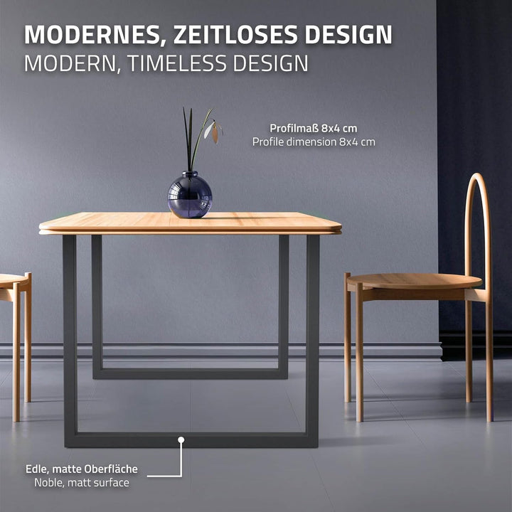 ECD Germany 2er Set Tischbeine aus Vierkantprofilen 90x72 cm Anthrazit, pulverbeschichtete Stahl, In