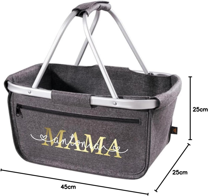 Einkaufskorb Mama Mom - Personalisiert mit Name - Einkaufstasche faltbar Tragekorb mit Aufdruck - 45