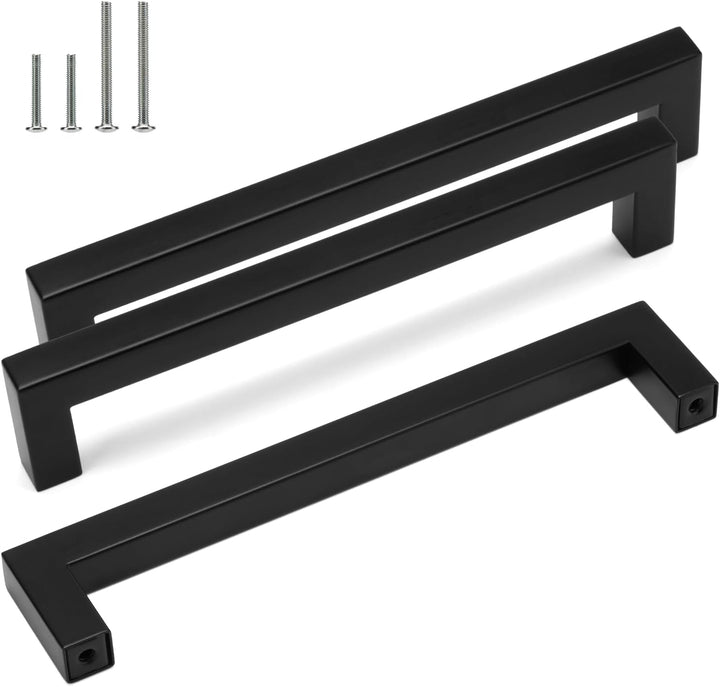 HauSun 15 Stück Möbelgriffe 160mm Schwarz Küchengriffe aus Edelstahl Schrankgriffe mit Schrauben Tür