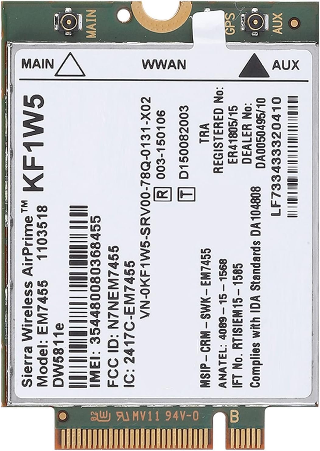 Lazmin 4G LTE WWAN NGFF-Kartenmodul, kabelloses EM7455-Netzwerkadapter-Kartenmodul für Dell DW5811e