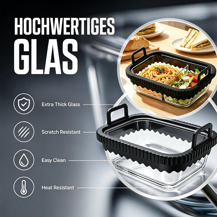 Borosilikat Glas-Auflaufform Set kompatibel mit Ninja, Cosori, Philips &amp; weiteren Heissluftfritteuse