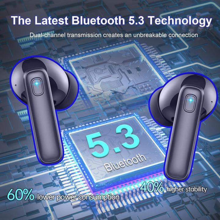 Rinsmola Kopfhörer Kabellos Bluetooth 5.4, In-Ear Kopfhörer Bluetooth mit 4 ENC Mic, Kabellose Kopfh