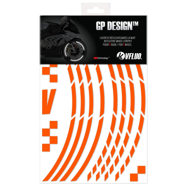 VFLUO - Kit Reflektierende Felgenrandaufkleber GP Motorrad, Aufkleber für 1 Rad 3M™-Technologie™, 36