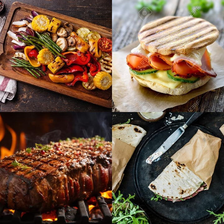 BEHOME Elektrische Grillpfanne mit doppelter Grillplatte aus Gusseisen, antihaftbeschichtet, 1800 Wa