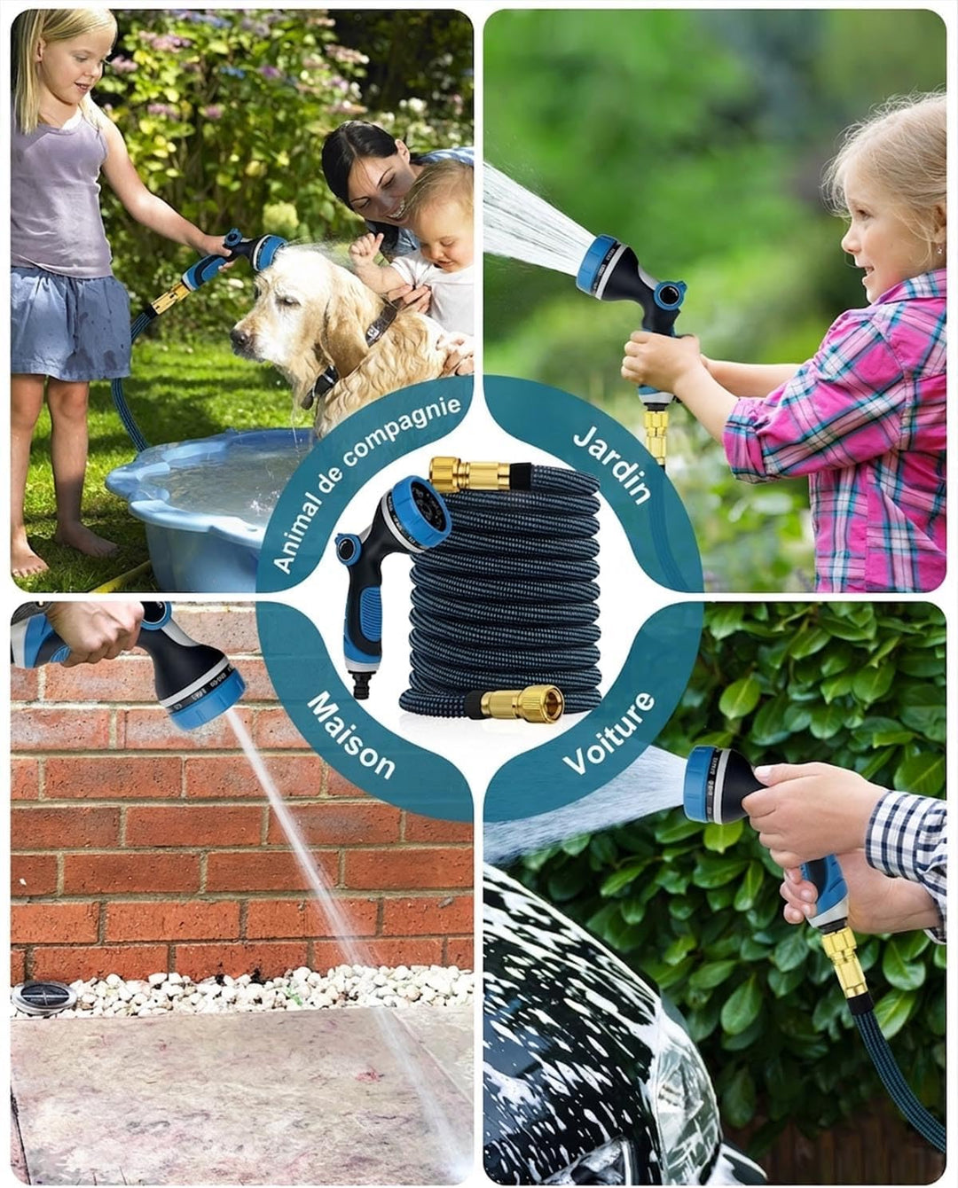 Flexibler Gartenschlauch 30M/100FT, Wasserschlauch 3/4 zoll und 1/2 zoll mit 10-Funktions-Düse, dehn