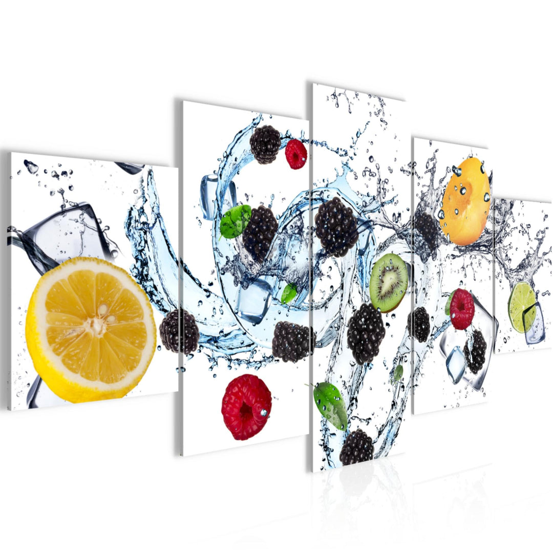 Runa Art Wandbilder Küche Obst 5 Teilig Bild auf Vlies Leinwand Deko Esszimmer Küchenbilder Essen We