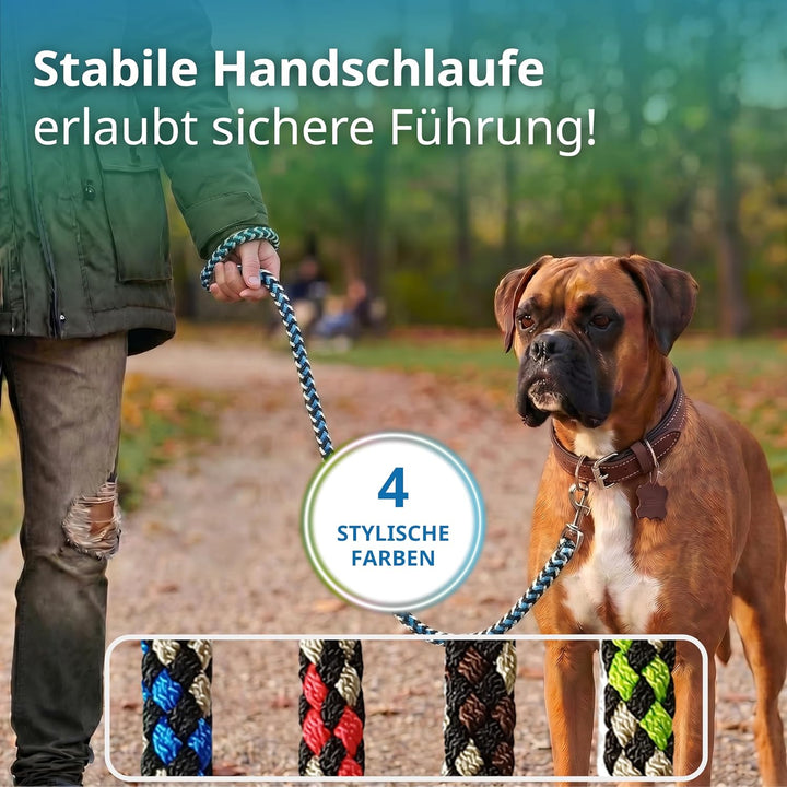 Geflochtene Hundeleine für mittelgrosse und grosse Hunde bis 60 kg | Kurze Führleine | 1,20 m lang |