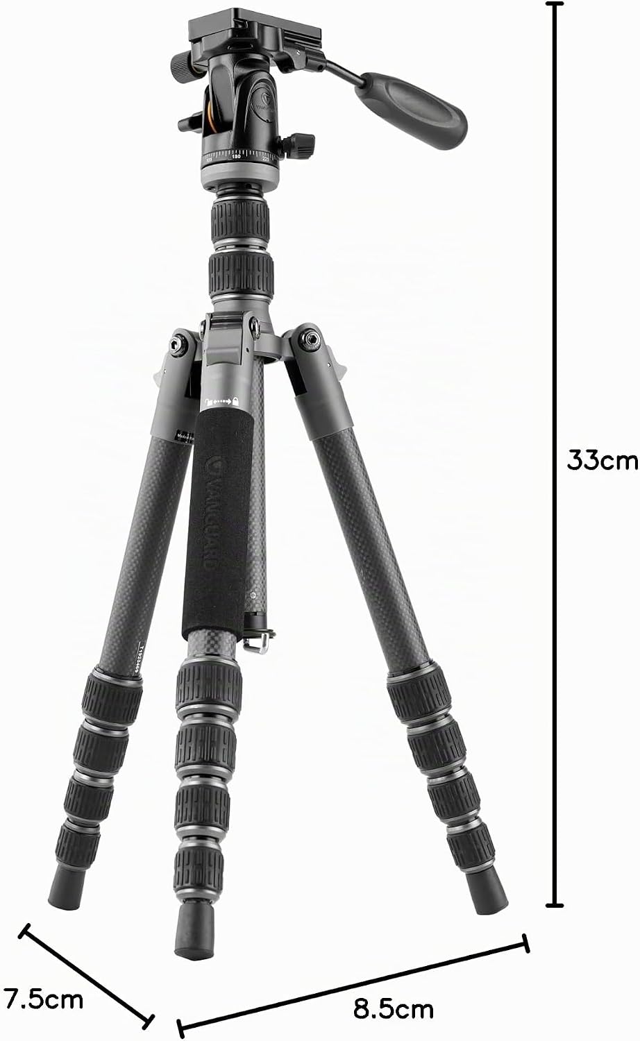 Vanguard Veo 3GO 235CP - kompaktes Stativ, ideal für Naturbeobachtung Carbon 23mm 2 Wege, Carbon 23m