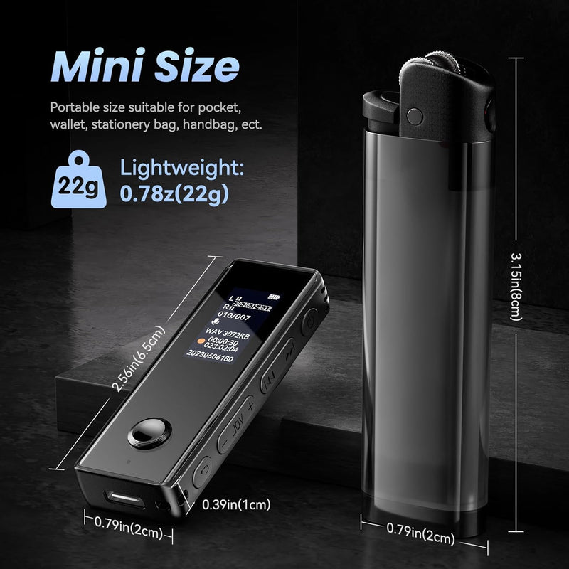 Digitale Diktiergeräte, KINPEE 16GB Mini Audio Aufnahmegerät Diktiergerät Klein MP3 Ton Aufnahmegerä