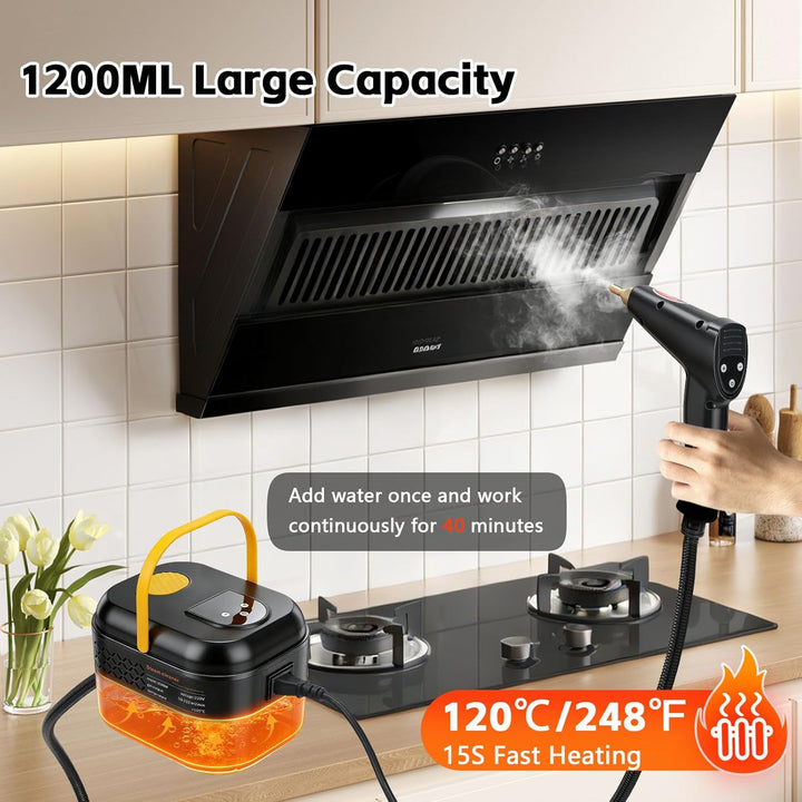 Dampfreiniger, 1500W Dampfreiniger Handgerät, Tragbarer Hochdruck Dampfreiniger mit 1200ml Wassertan