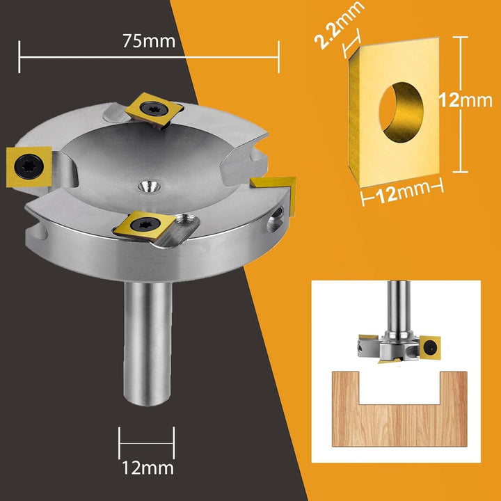 SpeTool Vernickelt Planfräser 12mm Schaft 75mm Schnittdurchmesser Flächenfräser mit ATS Beschichtung