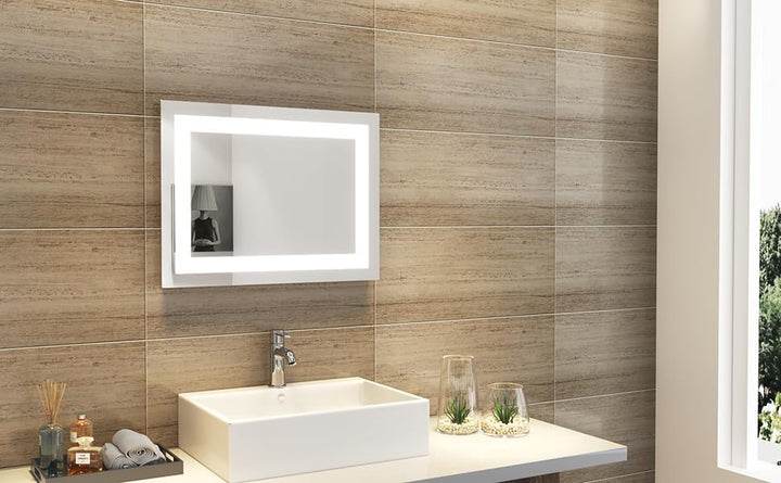 SONNI LED Badspiegel mit Beleuchtung 60x50cm Badezimmer Lichtspiegel Lichtspiegel Badezimmer Kaltwei