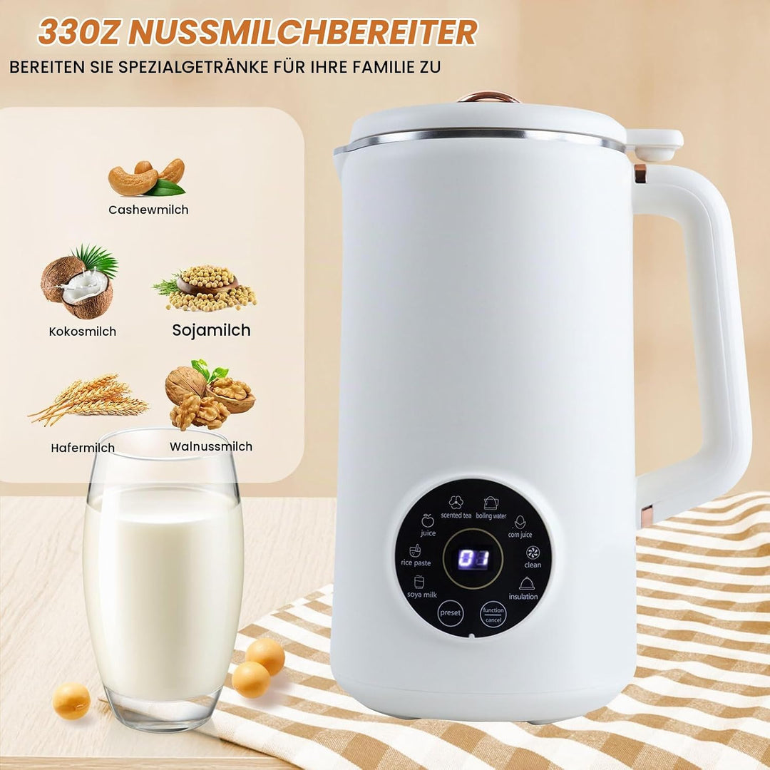 Sojamilch Hersteller, 1000ml Entsafter Sojamilch Maschine mit 10 Klingen Hafermilch Maschine mit Ver