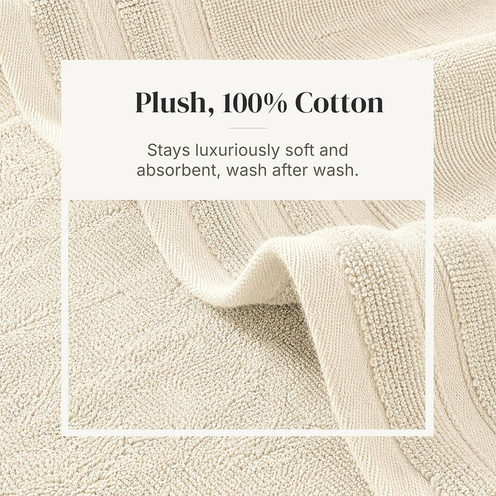 Pacific Coast Textilien Damast Jacquard Handtücher mit Bordüre Set verziert, Baumwolle, elfenbeinfar