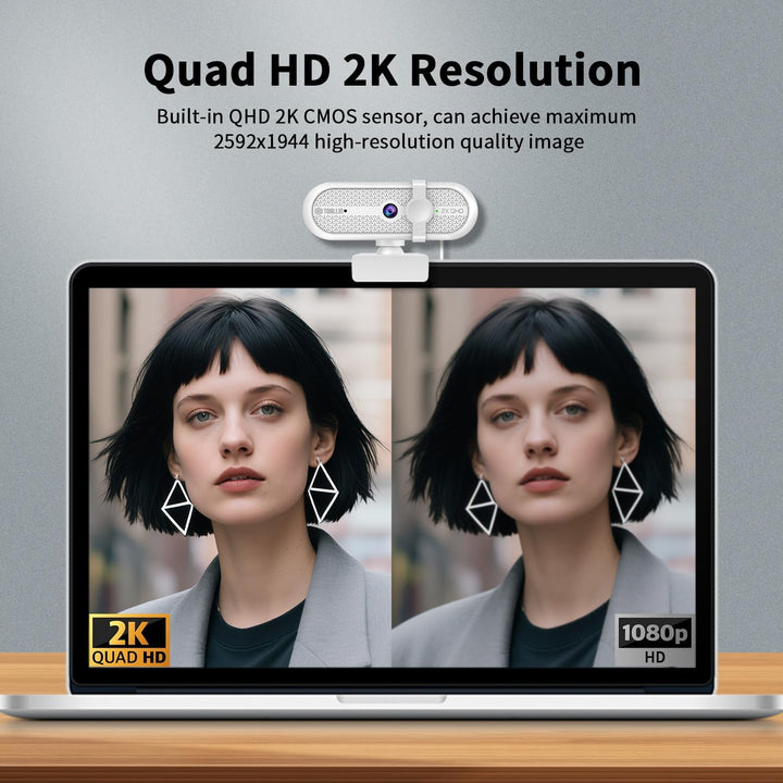 TOALLIN 2K Webcam mit Stativ für Streaming, 5 Megapixel, integriertes Mikrofon & Privacy-Abdeckung,