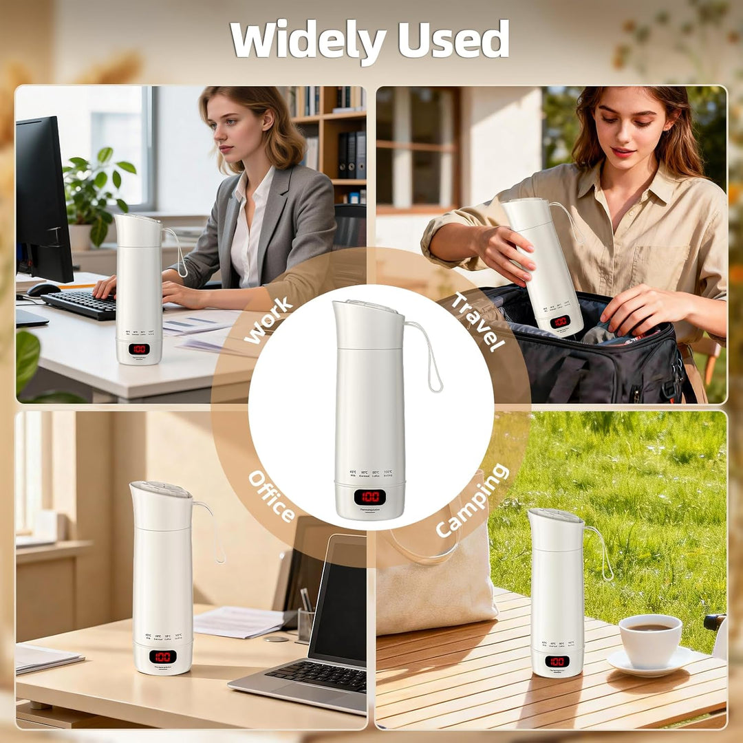 Elektrischer Reisewasserkocher Klein 400ml, Mini Wasserkocher mit 4 Temperatureinstellung, Tragbarer