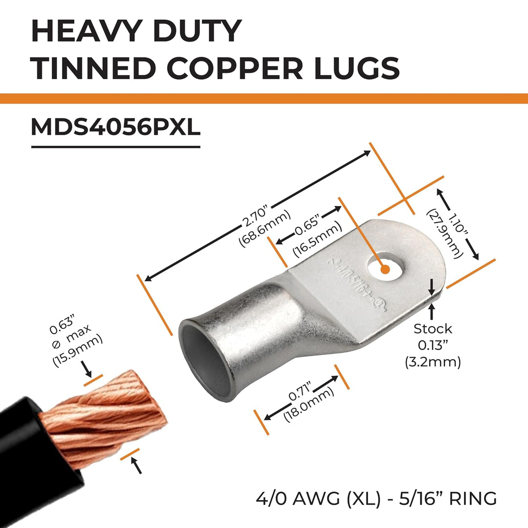 Selterm 4/0 AWG XL (120 mm²) - 7,9 mm (M8) ⌀ Bolzen UL-Hochleistungs Kabelschuhe, Batterie Kabelhüls