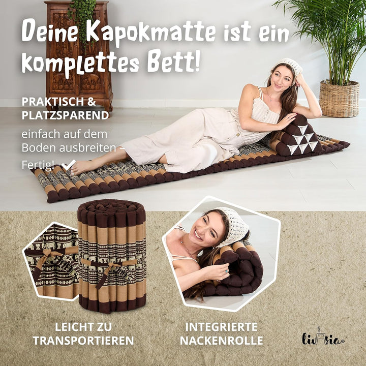 livasia Rollmatte Rollmatratze L-200x110x4,5cm, Gästebett Gästematratze 1 Person, Reisebett Kofferra