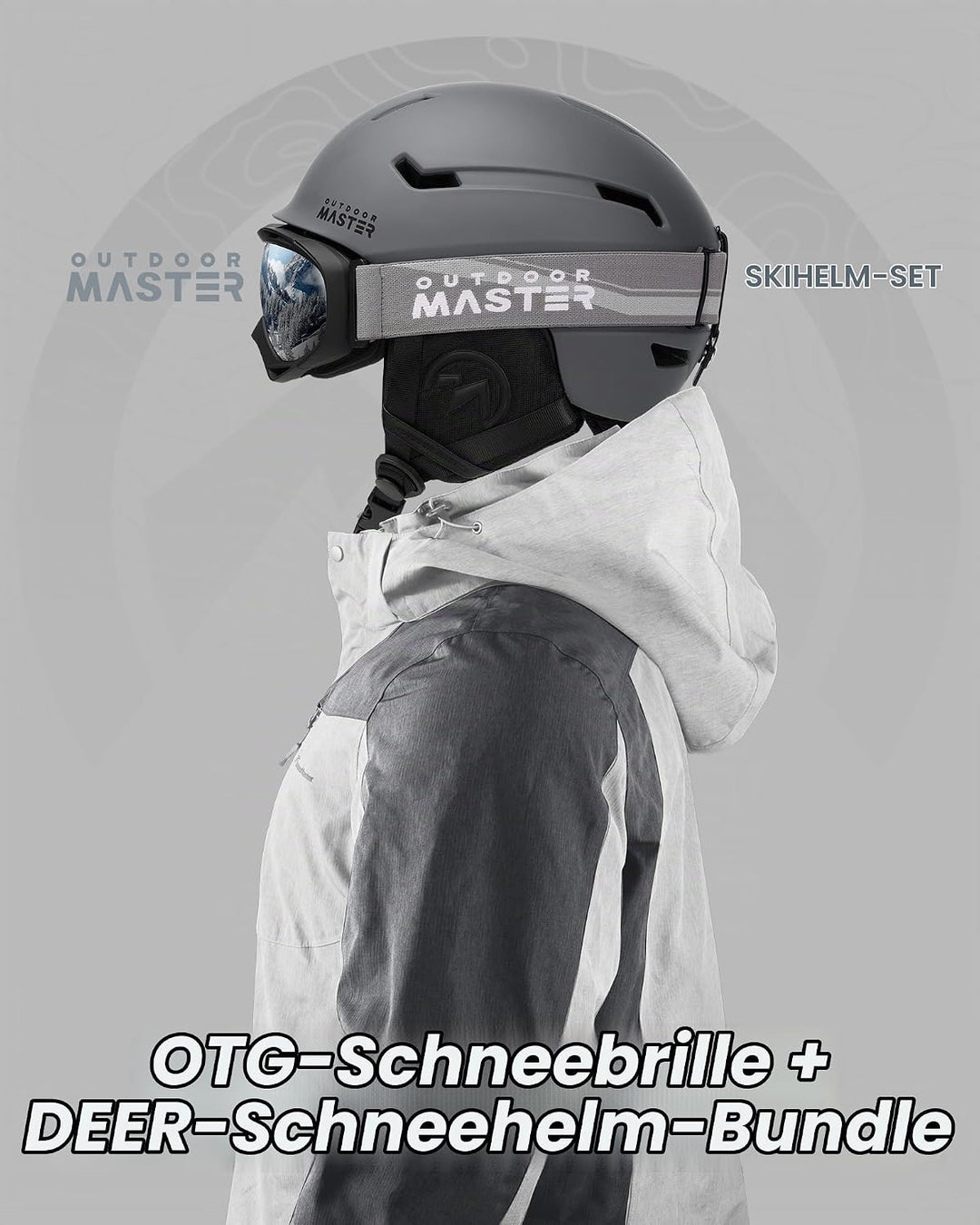 OutdoorMaster Skihelm-Set, Snowboard-Helm mit Brille für Erwachsene - 12 Belüftungsöffnungen - Skihe