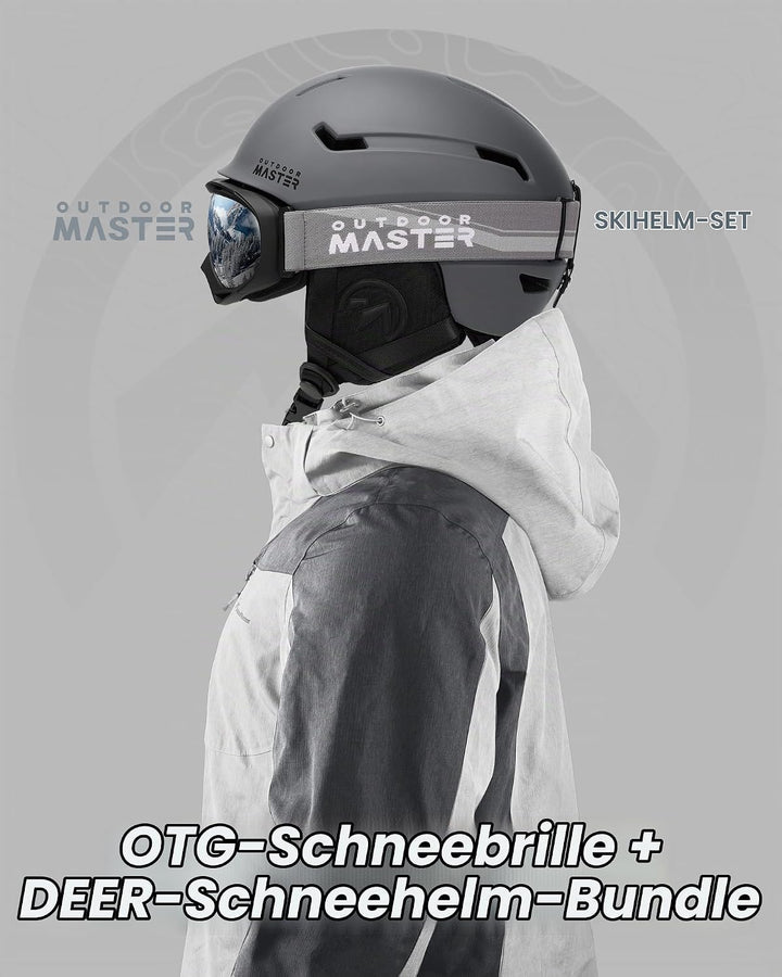 OutdoorMaster Skihelm-Set, Snowboard-Helm mit Brille für Erwachsene - 12 Belüftungsöffnungen - Skihe