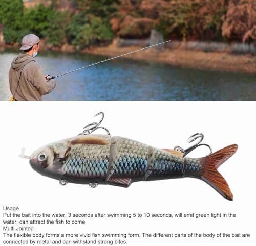 LED Angelköder, USB Wiederaufladbar, Elektronischer Swimbait-Hartköder, Mehrgliedrig, für Barsch, Fo