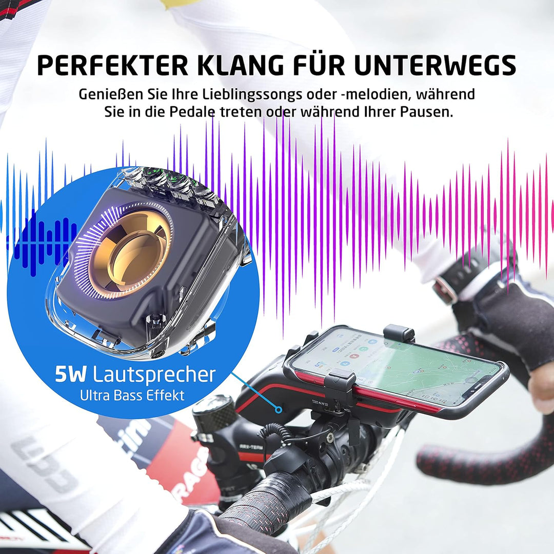 UPPEL Fahrrad Bluetooth Lautsprecher Multifunktions Wasserdichtes Fahrrad Audio - Powerbank/Klingel/