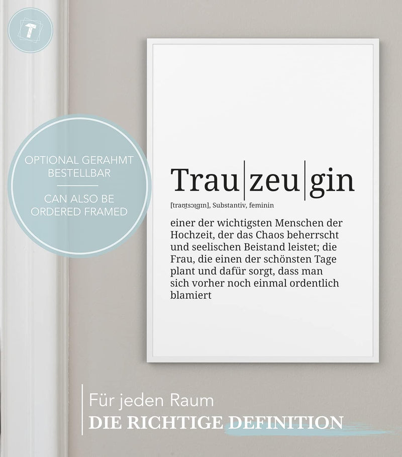 Papierschmiede® Definition: Trauzeugin, DIN A1 (59x84 cm), XXL Poster für Wohnzimmer, Schlafzimmer,