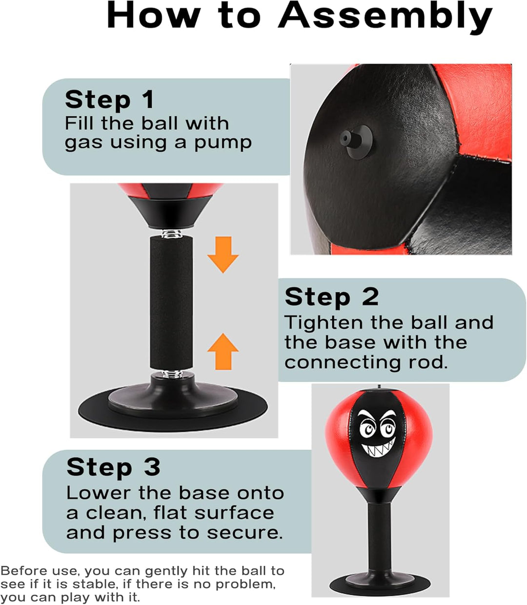 Punchingball, Punchingball Tisch mit Federn, Saugnapf zum Stressabbau für Chef, Kollegen, Freunde, 1