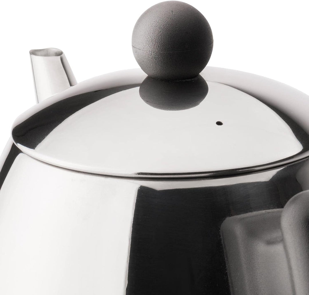 Teekanne Set 1.2 Liter - Edelstahl doppelwandig silber - Grosser Teebereiter mit Tee-Filter-Sieb-Auf