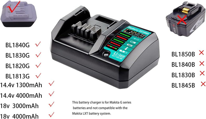 CYDZ ® DC18WA Ersatz für Makita G-Serie Akku-Ladegerät, Kompatibel mit BL1840G BL1820G BL1813G