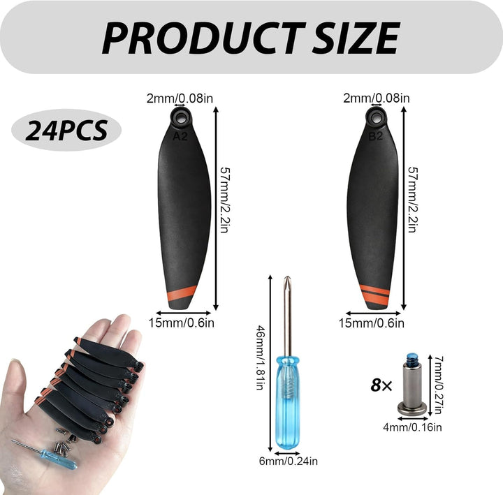 24 Pcs Propeller für DJI Mini 4K, Mini 2 SE/ 2/ SE Ersatzpropeller Set 4726FM Geräuscharm Luftschrau